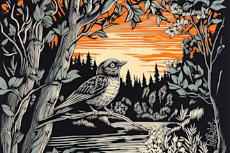 create an artistic linocut illustration in my own style