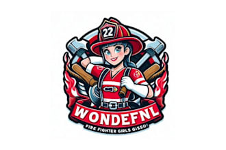 design high quality firefighter water girls mascot logo with express delivery