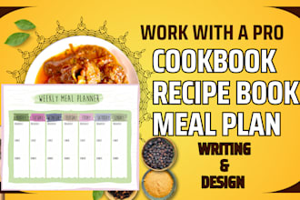 write design meal plan food table diet cookbook nutrition health fitness recipe