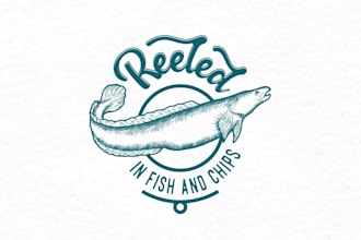 create a custom vintage fish and chips logo design