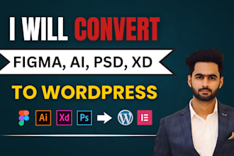 convert your figma, xd, PSD, or ai design into a responsive wordpress website