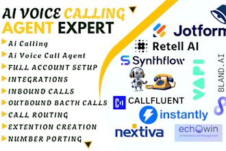 setup jotform synthflow callfluent retell ai vapi bland ai voice calling agent