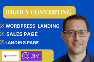 design wordpress landing page, sales page, squeeze page, elementor and divi page