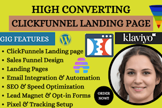 build clickfunnels landing page, sales funnel website in click funnel clickbank
