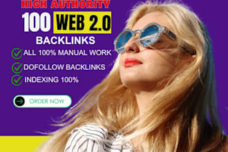 build 100 web 20 backlinks to high da pa websites