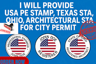 provide usa pe stamp, texas stamp, ohio, structural  engineer usa pe stamp