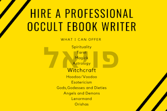 write 30,000 words on occult, astrology, witchcraft, tarot