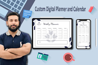 create custom digital planner and journal editable design