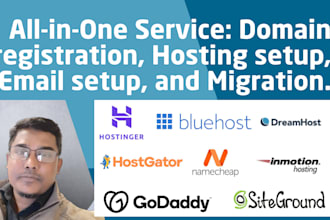 buy domain and web hosting for website with email setup or migration