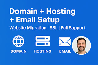 buy domain, setup web hosting, email, or migrate your website