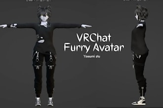 create your vrchat avatar furry vrchat 3d vtuber nsfw vrc character