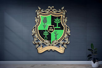 do custom vintage heraldic, coat of arms, family crest and emblem logo
