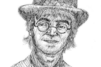 draw your realistic portrait in ink and pen gravure