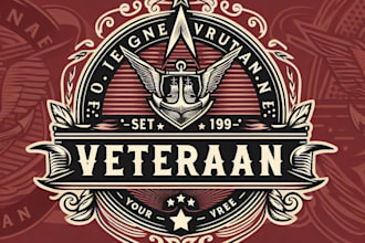 create awesome emblem veteran logo design