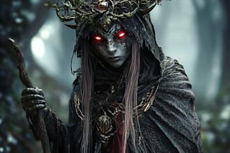 create concept drawings for fantasy characters and spooky horror creatures