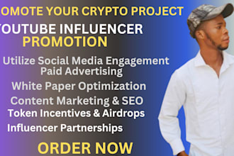 promote crypto tokens, airdrops projects on my youtube channel