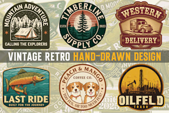 do badge hand drawn vintage illustration retro logo and t shirt design
