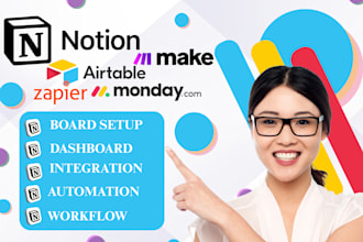 setup notion automation monday crm airtable clickup zapier make com automation