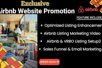 airbnb promotion, vrbo, airbnb listing, travel site and airbnb marketing
