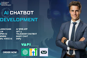 develop custom ai chatbot using langchain, open ai, lim, gemini, ghl voice ai