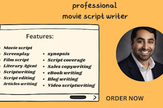 edit, proofread, and format your screenplay, movie script, or TV series