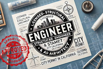 licensed civil, structural engineer, architect stamp, city permit in california
