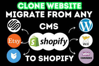 migrate wix wordpress squarespace weebly store etsy shop to shopify store