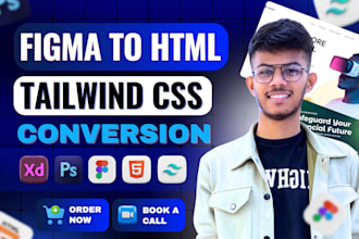 convert figma to HTML CSS, figma to tailwind CSS PSD to HTML landing page