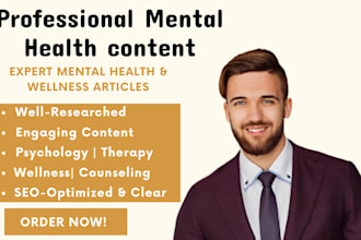 write mental health content articles, psychology, wellness, therapy, depression