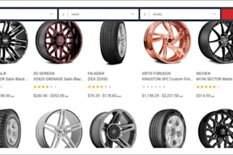 design a converting automobile, wheels, tire, rims, auto parts, shopify store