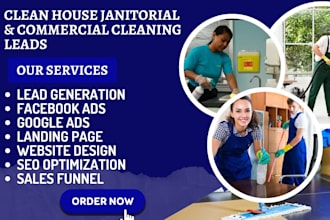 clean house, janitorial, power washing and commercial cleaning leads