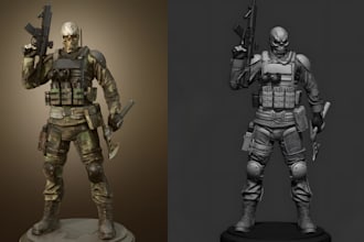 sculpt character print ready stl 3d miniature figurine, warhammer, 3d toy model