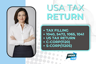 prepare and efile US tax returns for individual and business 1040, 1120, 1065