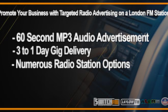 play your 60 sec advert on a london radio station