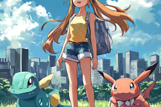draw you as a pokemon trainer and your team with background