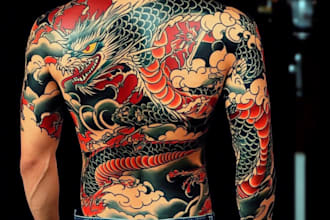 made your japanese custom tattoo design and illustration