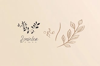 design botanical boho feminine hand drawn logo