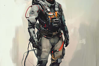 make a sci fi art and sci fi character art in unique style