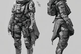 unique a sci fi character illustration or sci fi character