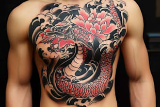 desing a tattoo in japanese style