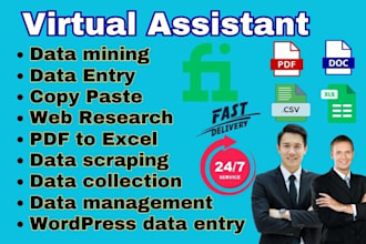do data collection, data scraping, web research and  data assistant