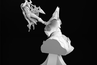 3d mold fighter statue, 3d printing, stylized 3d figures, lol game character,stl
