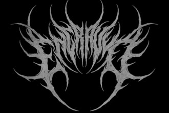 design text logo for dj metal band or any music podcast