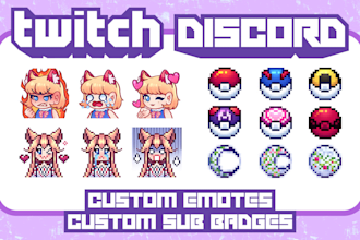 create chibi or pixel style emotes or badges for you