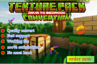 convert java resources pack and gui and 3d model for bedrock