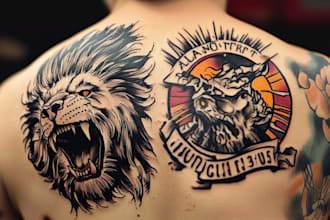 make a realistic black and white tattoo design for you