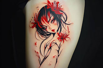 do custom anime tattoo for sleeves t shirts, leg or anything