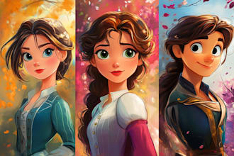 draw a portrait in semi realism disney cartoon style