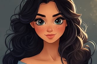 turn your portrait into a disney style cartoon illustration