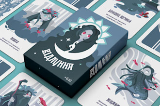 card game design full box mockup tarot card board game card deck rulebook tcg
